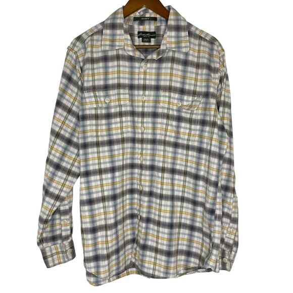 Eddie Bauer Relaxed Fit Plaid Long Sleeve Button Up Shirt Size Medium Men’s - Picture 1 of 13